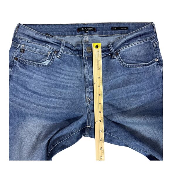 Dear John Womens Jeans Erin Slim Straight Raw Hem Blue Sz 30 Distressed Grunge - Picture 6 of 9